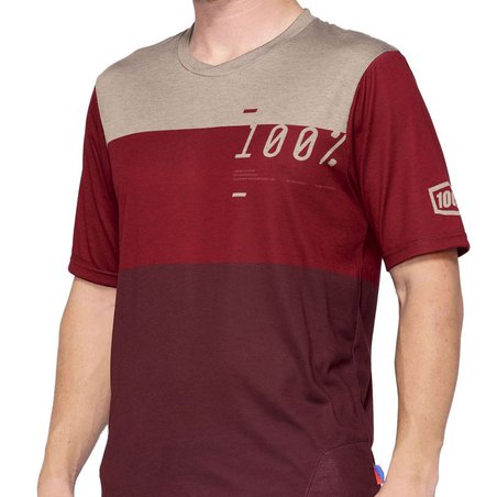 Koszulka męska 100% AIRMATIC Jersey krótki rękaw brick dark red roz. L (NEW)