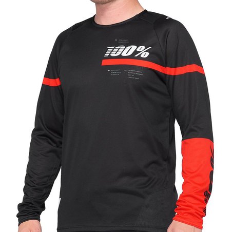 Koszulka męska 100% R-CORE Jersey długi rękaw red black roz. L (NEW)