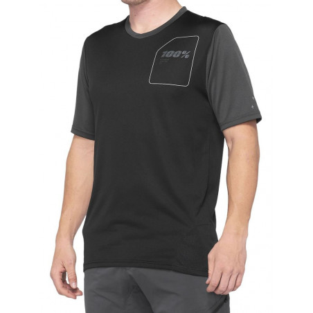 Koszulka męska 100% RIDECAMP Jersey krótki rękaw charcoal black roz. S (NEW)