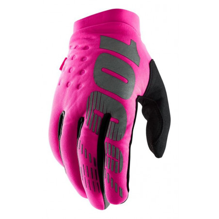 Rękawiczki 100% BRISKER Women's Glove neon pink black roz. S