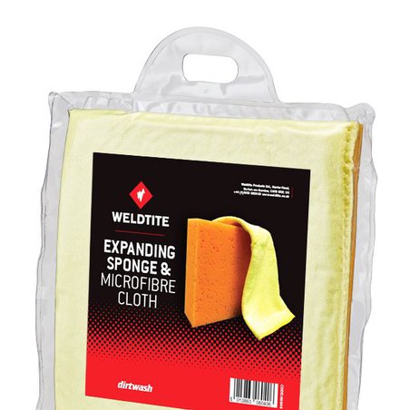 Gąbka i ścierka z mikrofibry WELDTITE DIRTWASH EXPANDING SPONGE & MICROFIBRE CLOTH (NEW)