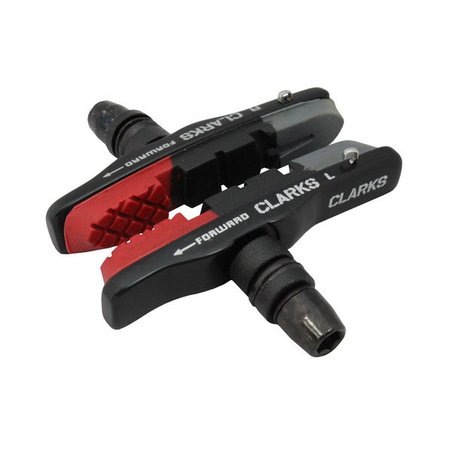 CLARKS - Klocki hamulcowe CLARK'S CPS513 MTB (V-brake, Warunki Suche i Mokre, Lekka obudowa aluminiowa) 72mm czerwono-czarno-sza